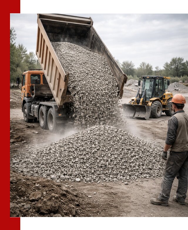 Доставка щебня в Сорочинске крупными и мелкими фракциями