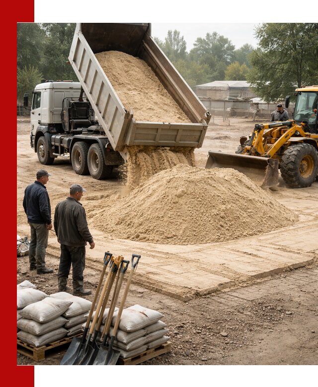 Доставка мытого песка в Сорочинске с самосвалами по выгодной цене
