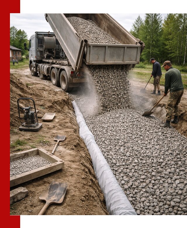 Гравий для дренажа с доставкой в Сорочинске качественный и недорогой