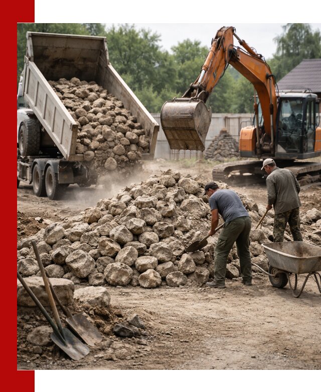 Доставка и разгрузка бутового камня в Сорочинске