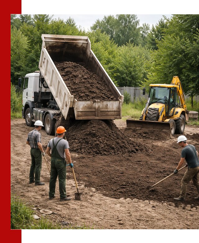 Доставка и укладка грунта для выравнивания участка в Сорочинске