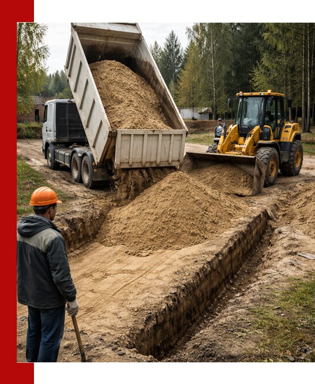 Доставка песчаного грунта в Сорочинске для строительных работ