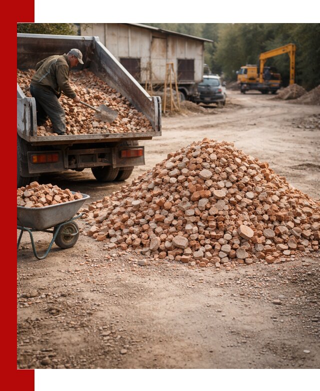 Доставка и подушка из боя кирпича с разгрузкой в Сорочинске