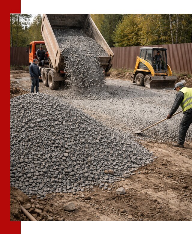 Отсыпка участка щебнем с доставкой и уплотнением в Сорочинске